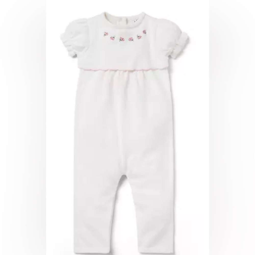 Janie and Jack White Knit Rose Romper - 100% Combed Cotton - 3-6 Months